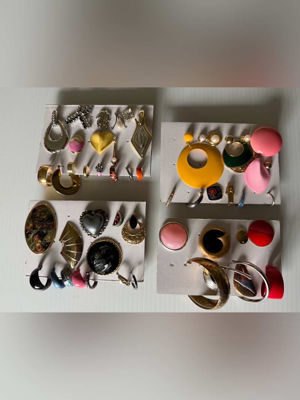 Lot of single earring pieces for craft jewelry or as is - 4 cards